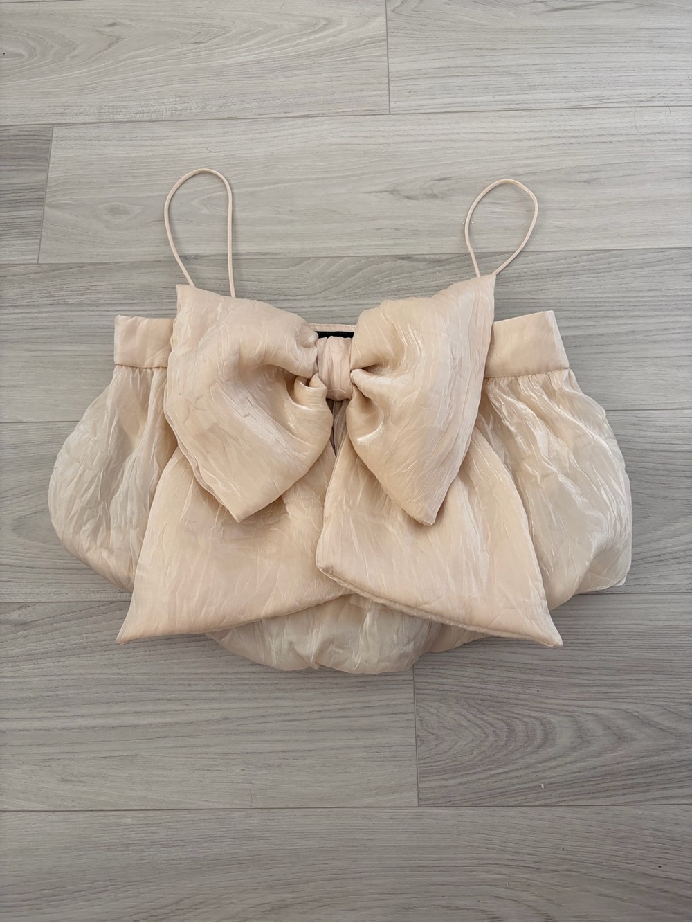 Zara Champagne Bow-Front Crop Top